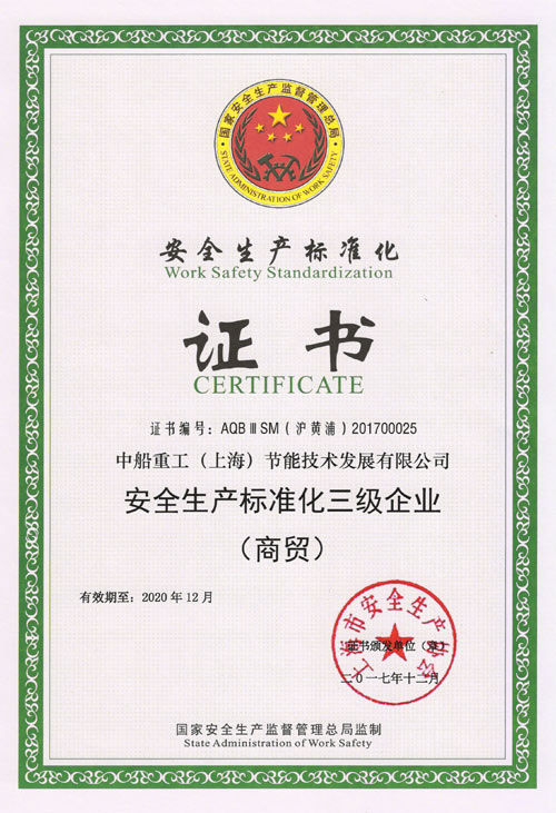 Certificate of Work Safety Standardization